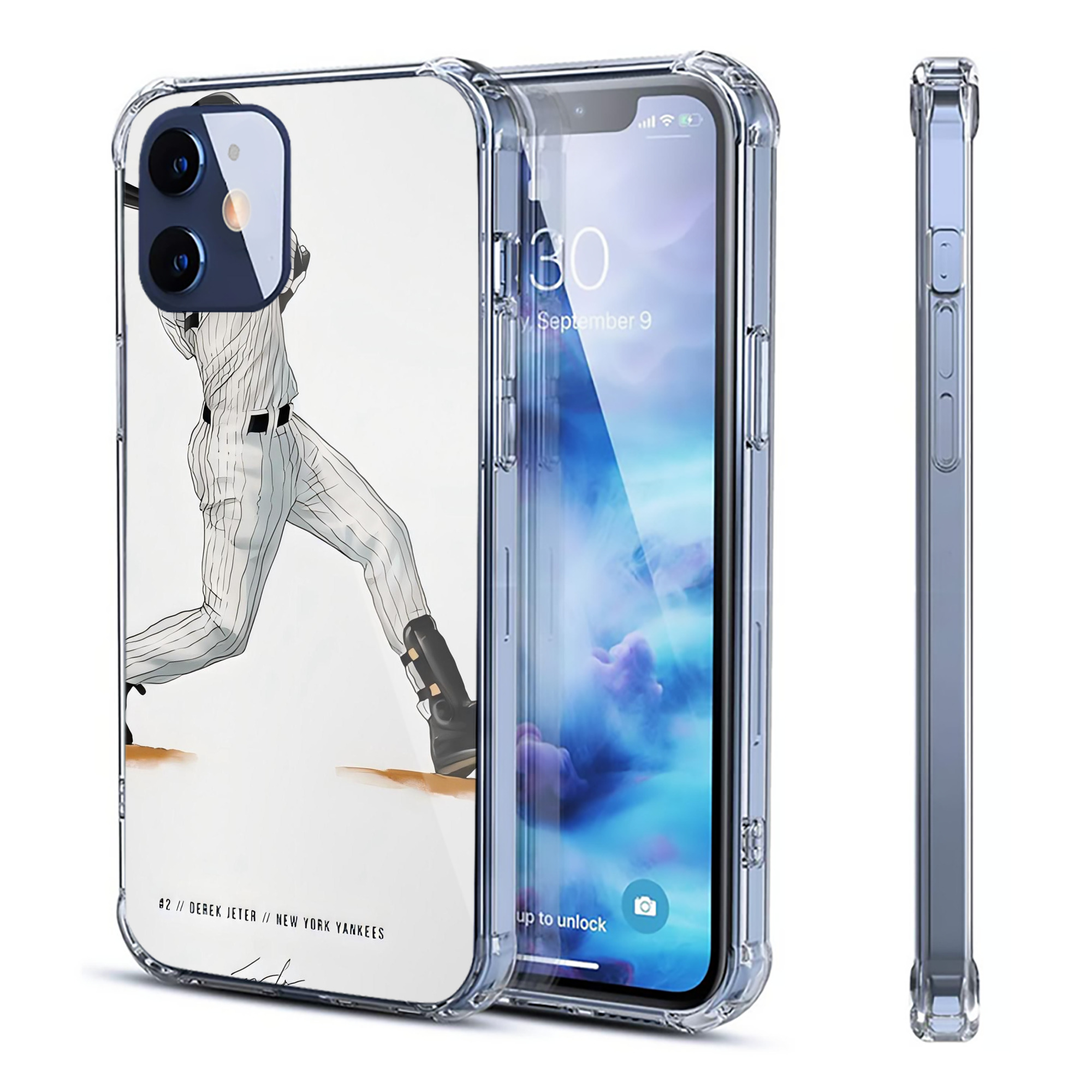 Derek Jeter 64 Clear IPhone 12 Case – Soft TPU With UV Print – Enhanced Drop Protection, Precise Fit, Anti-Fingerprint, Customizable Design, Scratch-Resistant, Yellow-Resistant